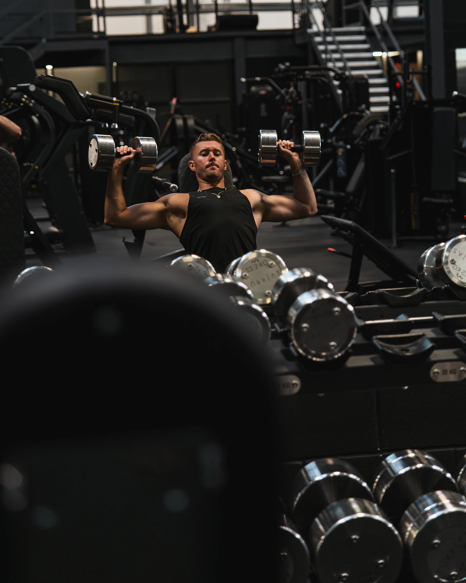 Athlete preparing for a strength set