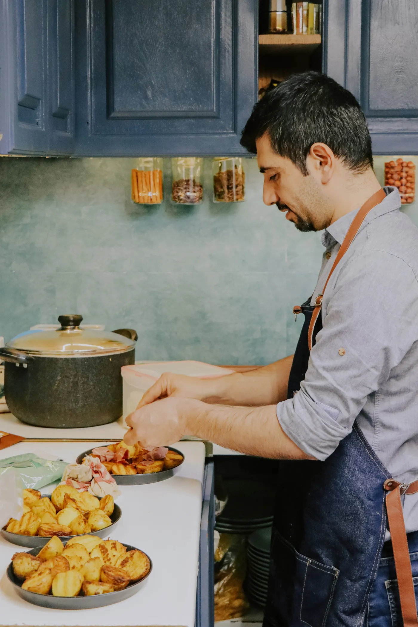 Man preparing a home-cooked meal with fresh ingredients