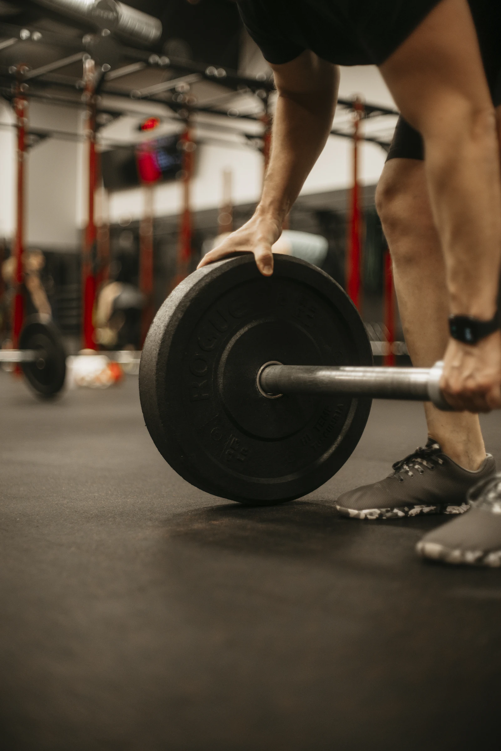 Athlete training with a barbell