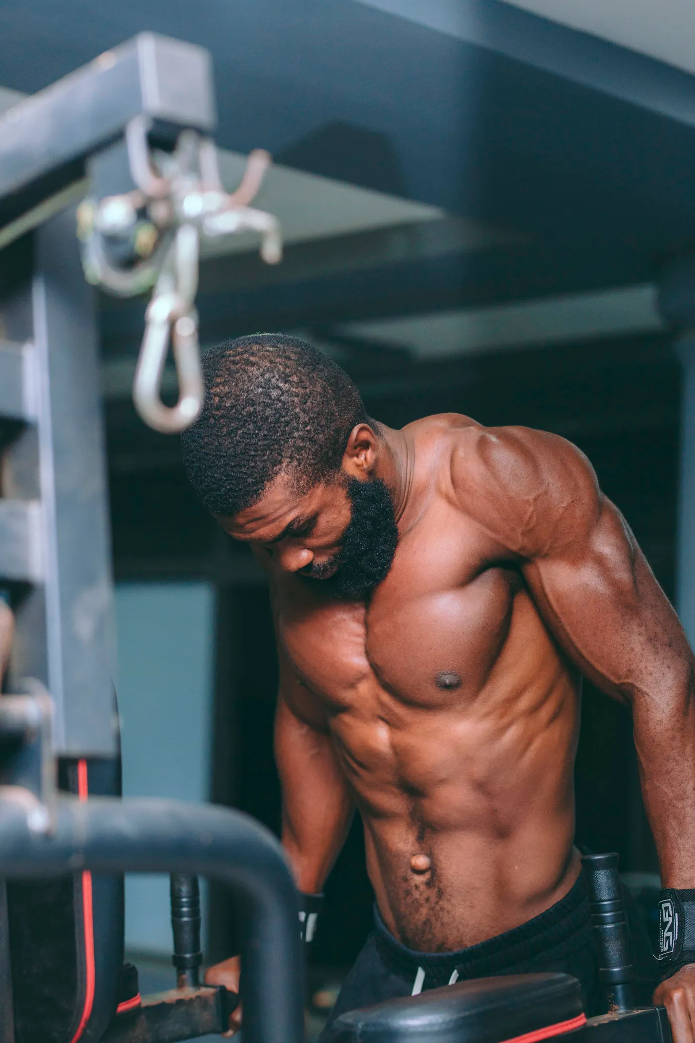 Athlete training in a gym while managing fatigue