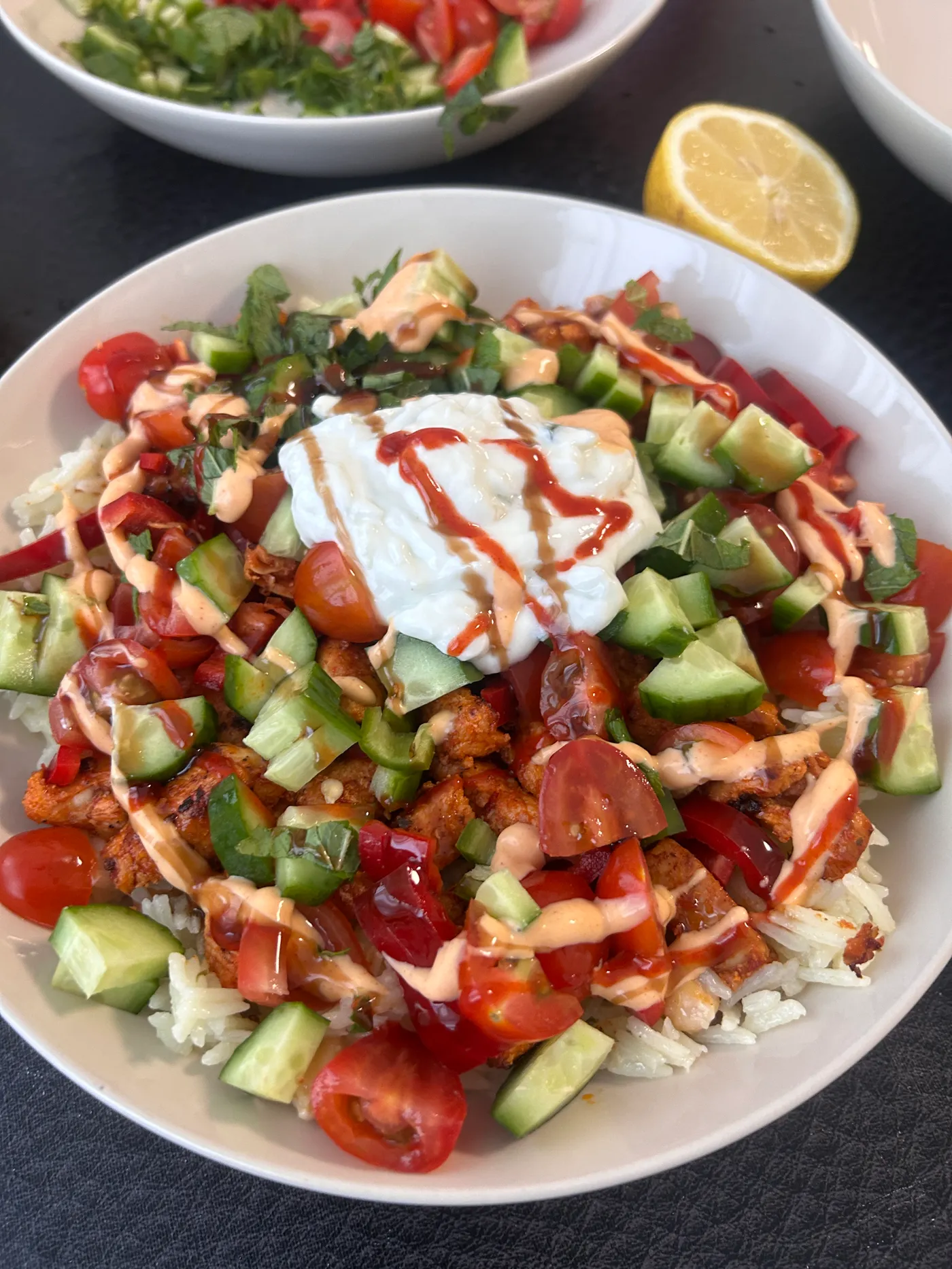 Balanced meal with vegetables and rice