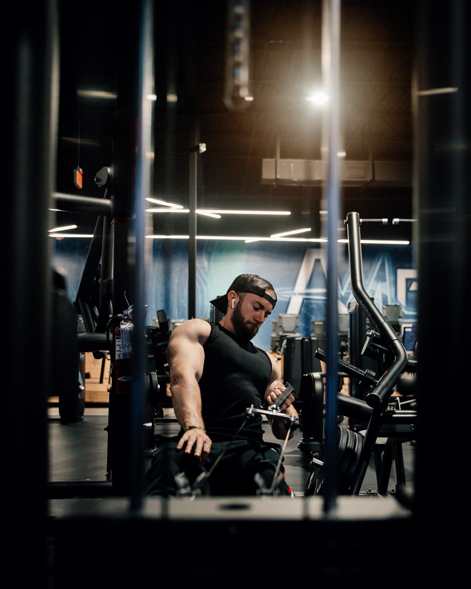 Athlete doing a cable row for an upper-body workout