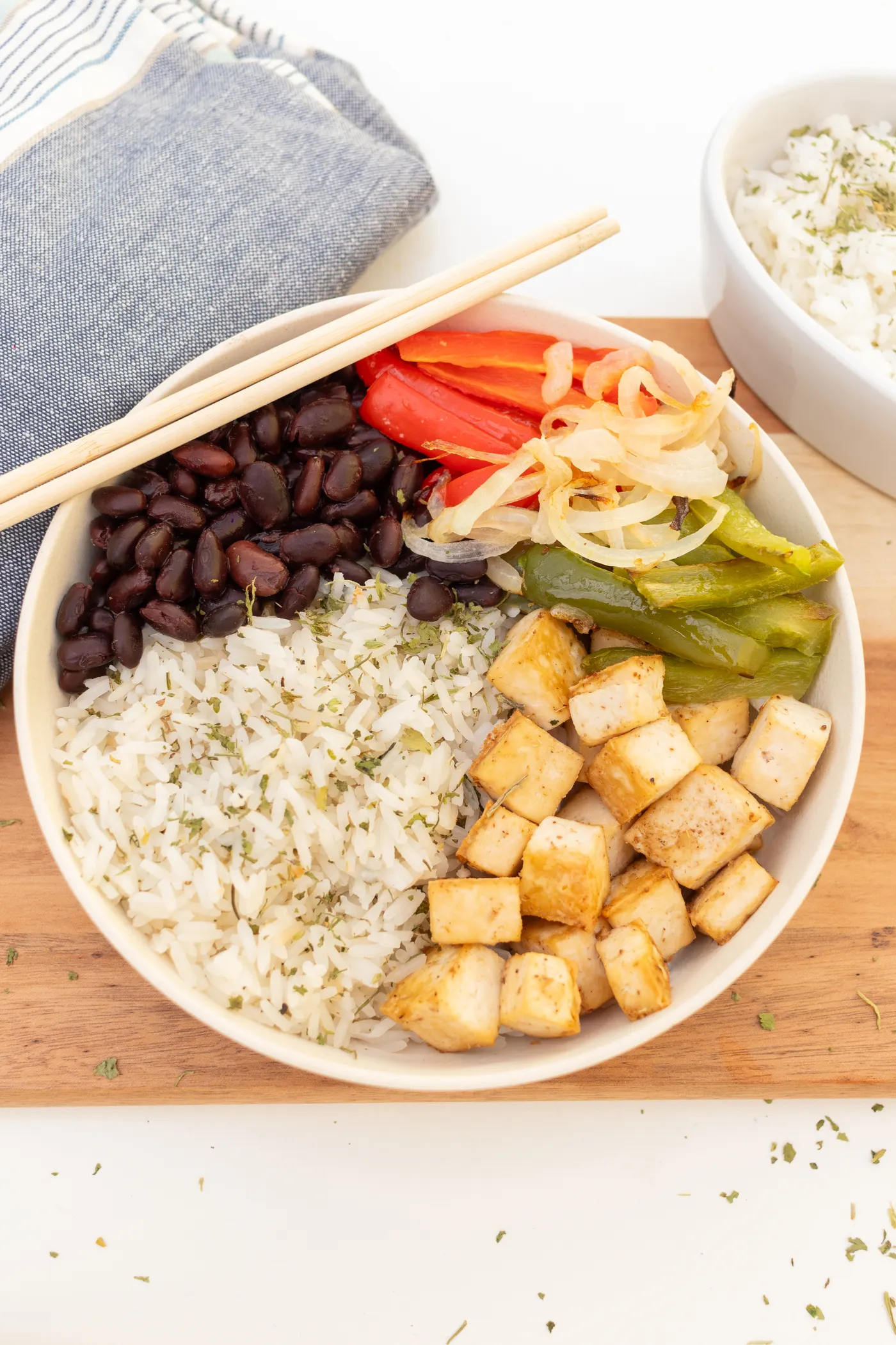 Tofu, beans and vegetables in a protein-focused meal