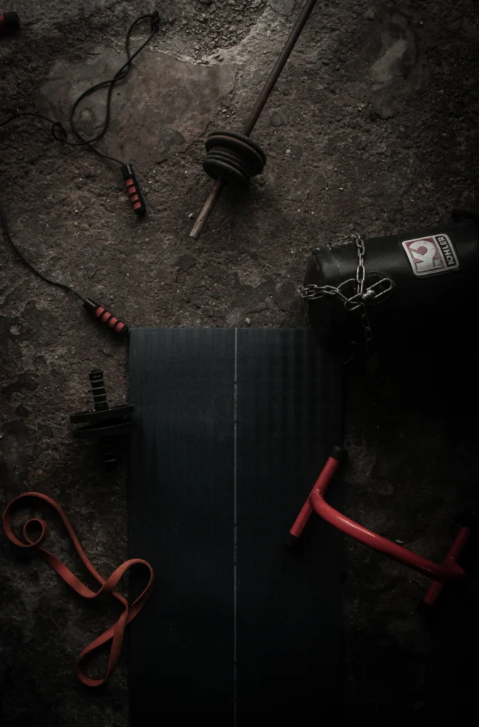 Compact old-school home gym strength equipment ready for resistance training