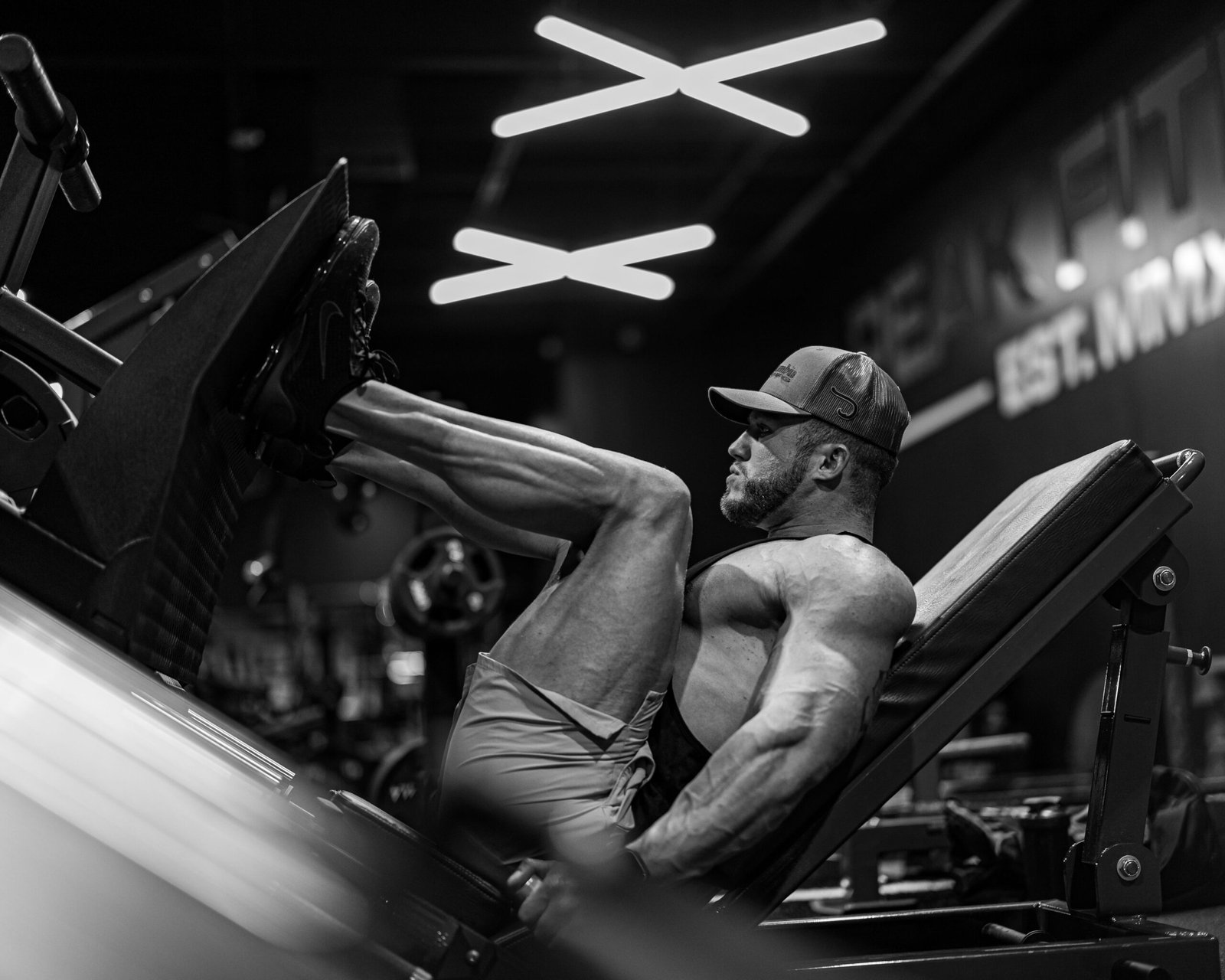 Man performing a demanding leg press