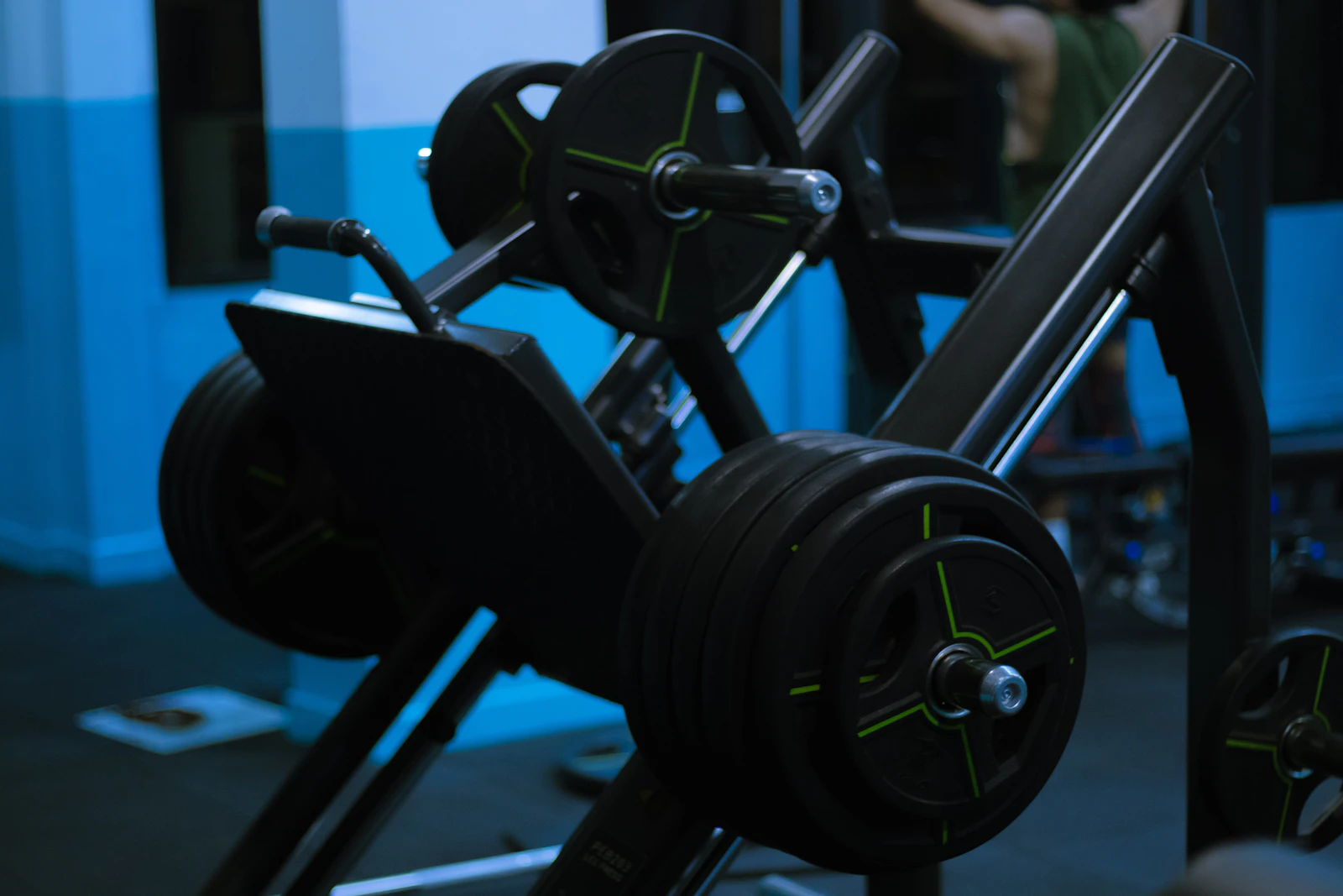 Loaded leg-press machine used for lower-body strength training