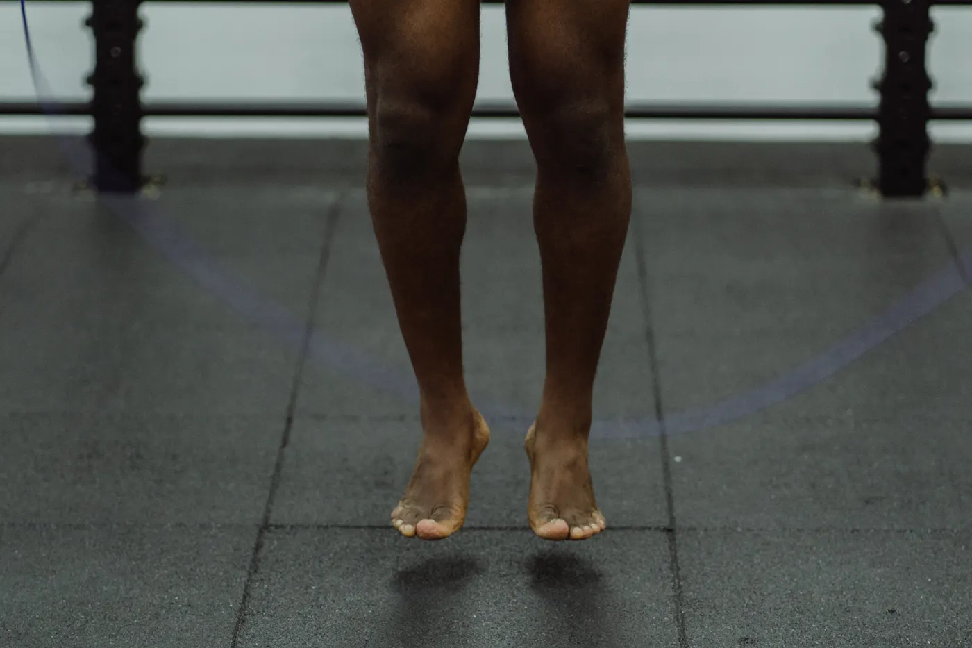 Athlete jumping rope during a fast-paced workout
