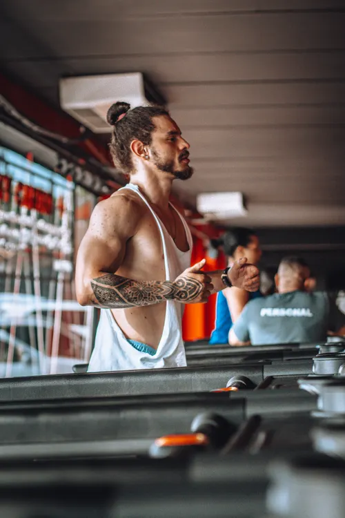 Athlete jogging on a treadmill during endurance training