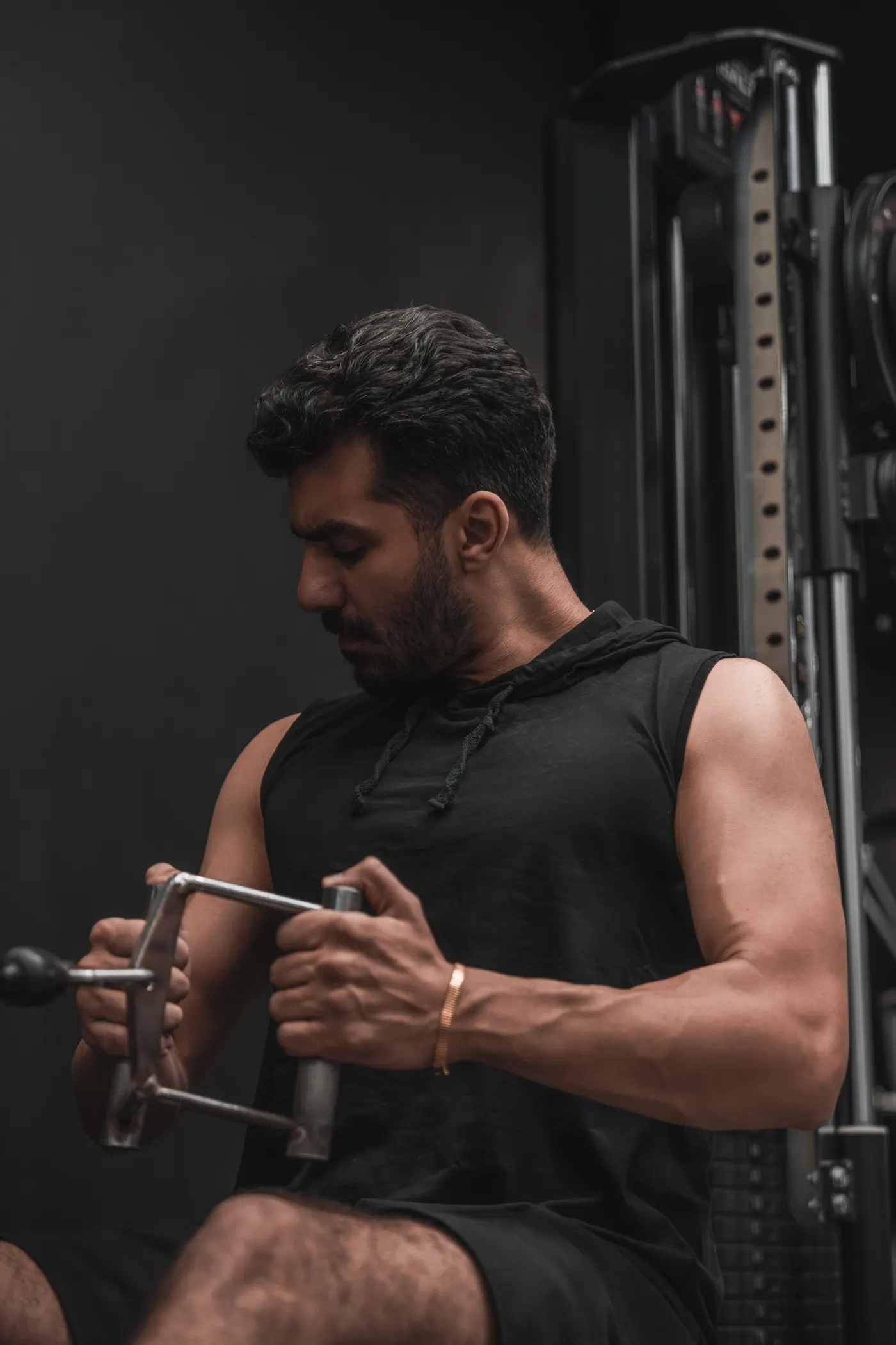 Athlete focused on resistance training in a gym