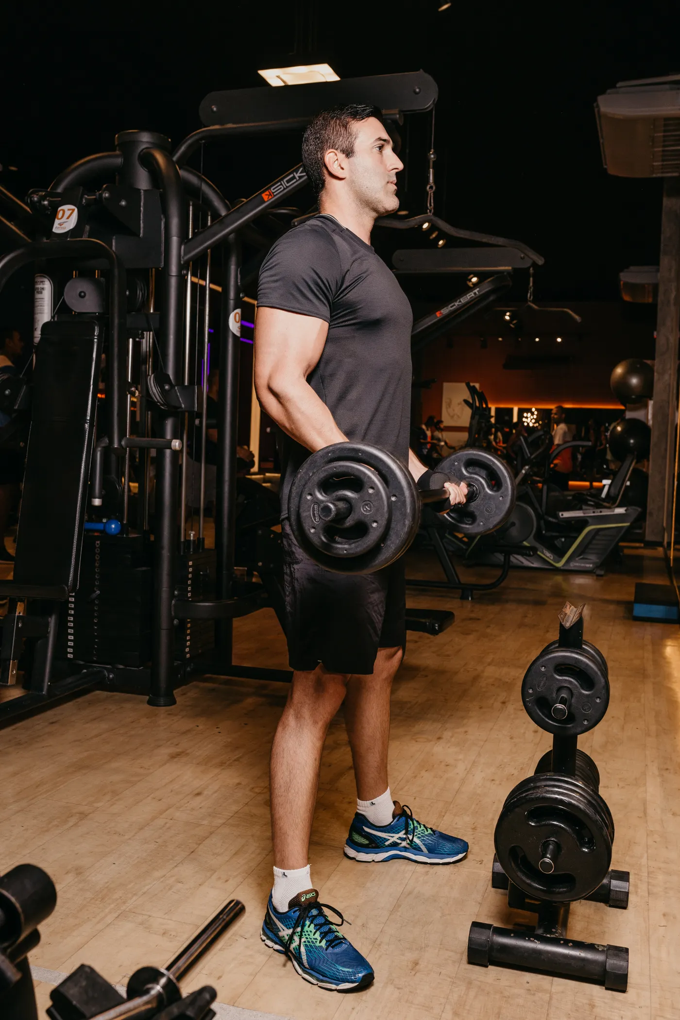 Lifter working with dumbbells during a strength-training session