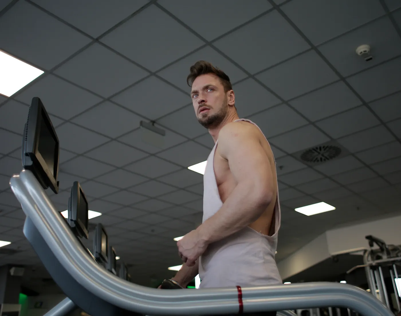 Athlete running on a treadmill during cardiovascular training