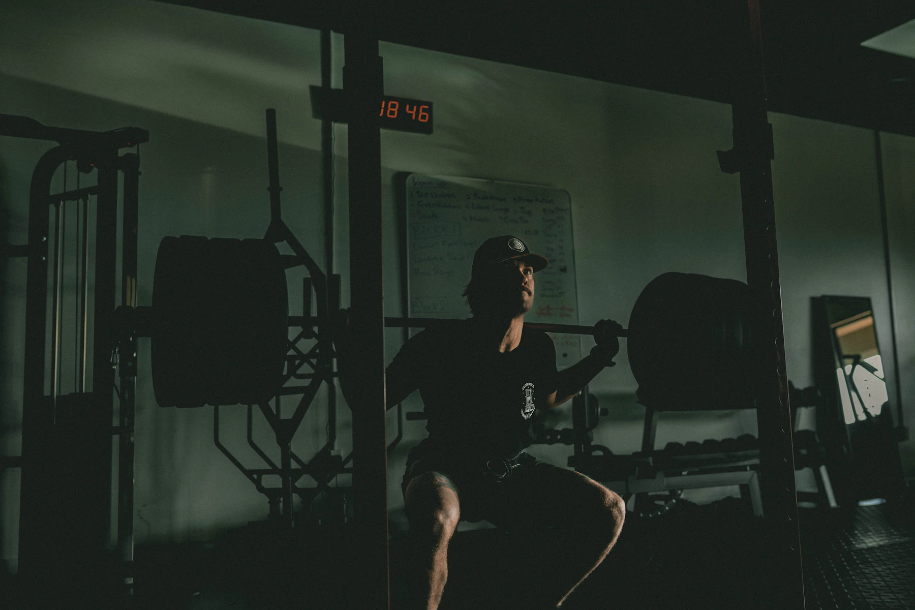 Lifter squatting in a gym to demonstrate dynamic lower-body training