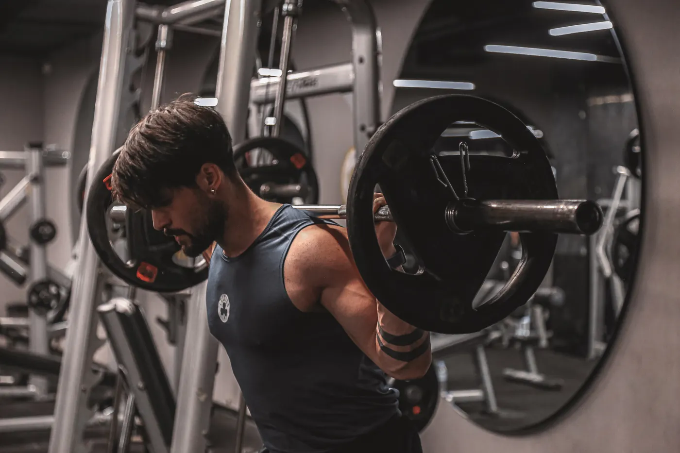 Man training with barbell