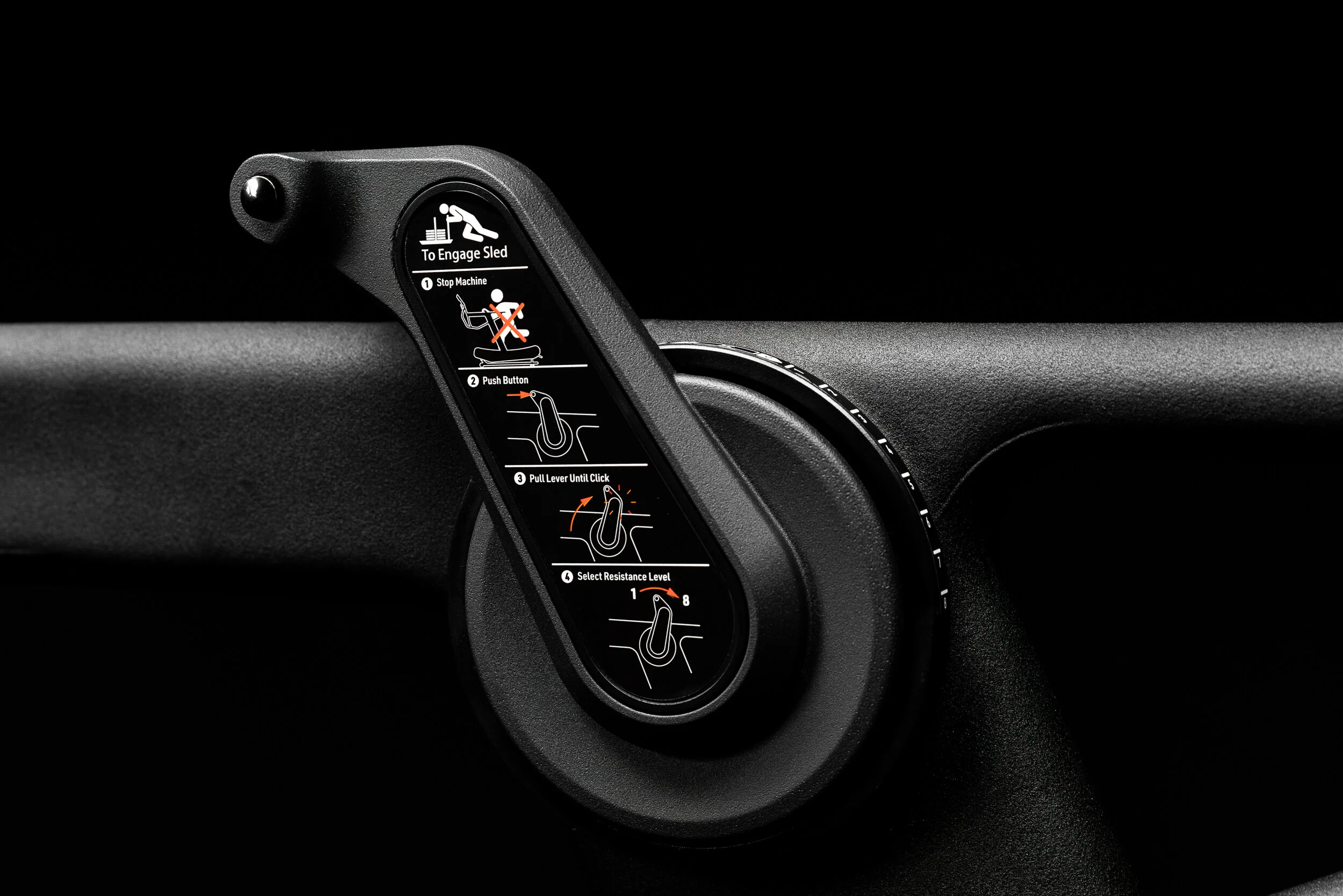 Close-up of the REP Strive sled-mode clutch instructions
