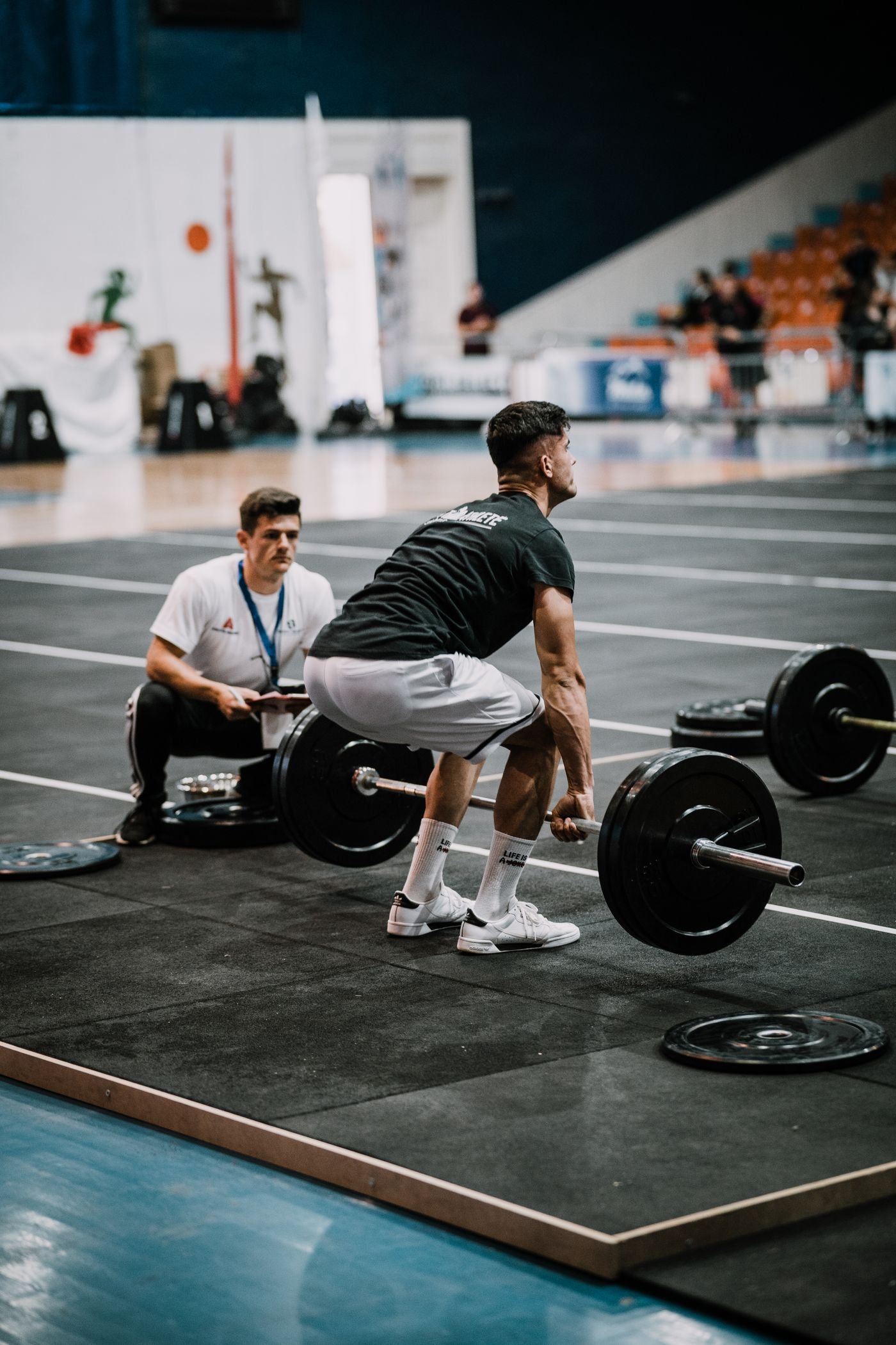 Athlete performing a heavy barbell deadlift