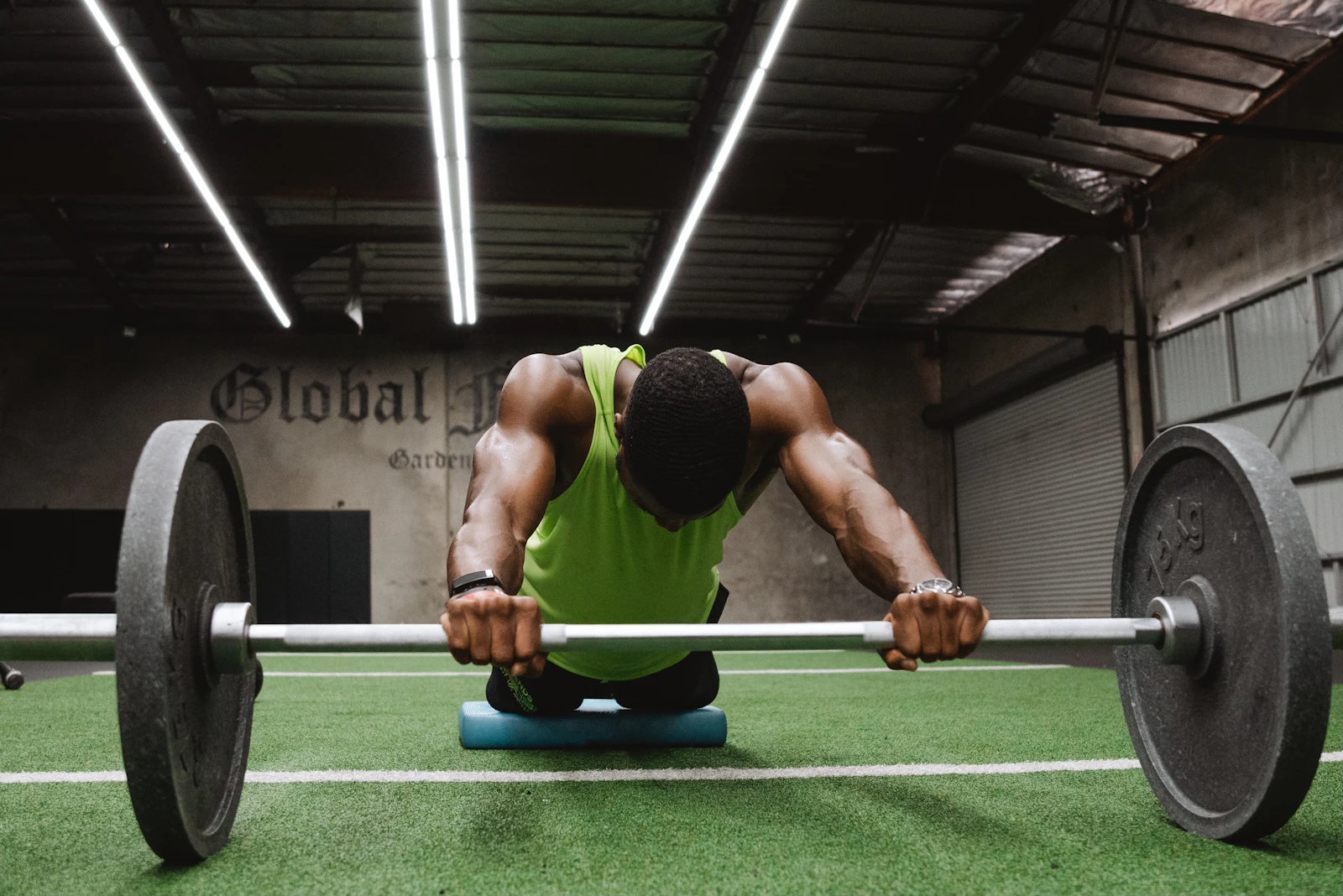 Athlete performing a loaded squat