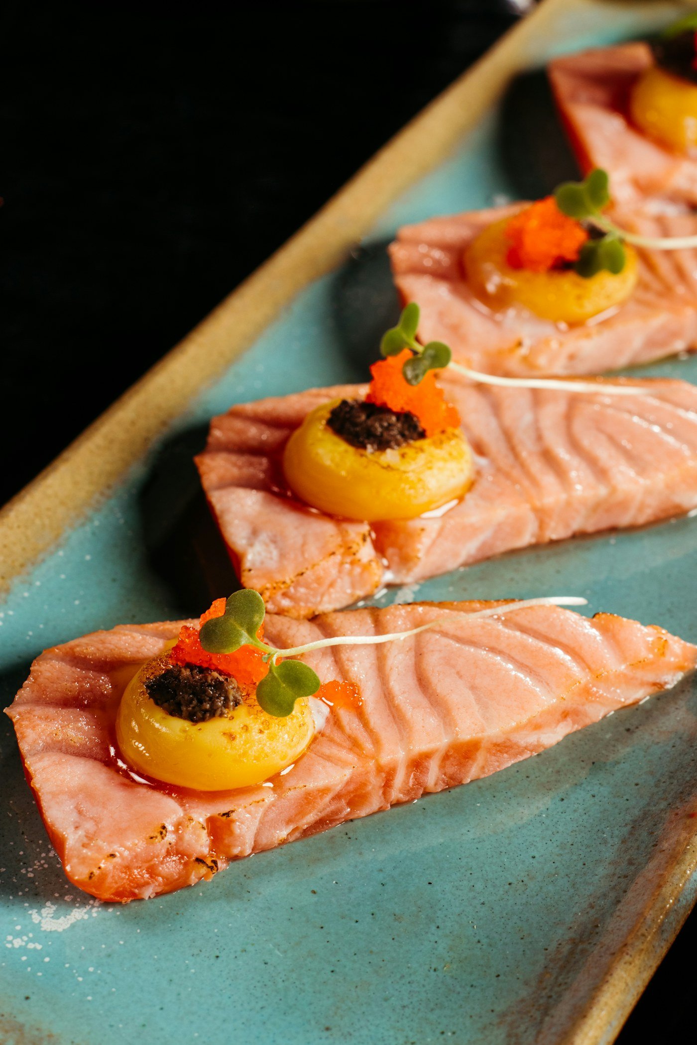 Salmon with vegetables on a plate